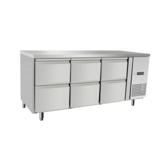 Refrigerated counter, 6 drawers, Without backsplash, 204L, 230V/400W, 700x1795x(H)840mm