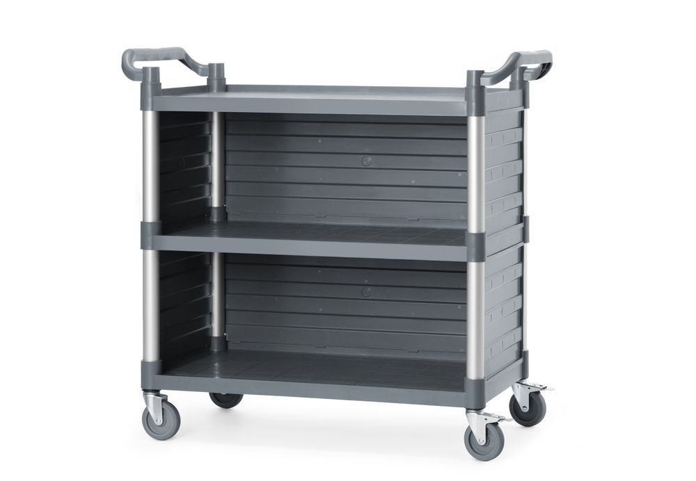 AmerBox serveringsvagn polypropen med 3 hyllplan, stor, inklusive sidopaneler, 1010x500x(H)960mm