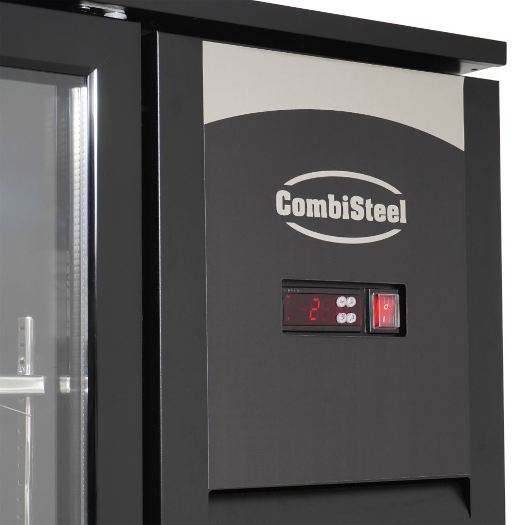 COMBISTEEL Black bar cooler with 2 glass doors