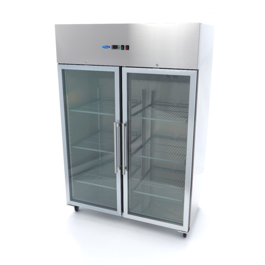 Maxima Frigorifero - 1200 L - 6 ripiani regolabili (2/1 GN) - Acciaio inox - con porta in vetro