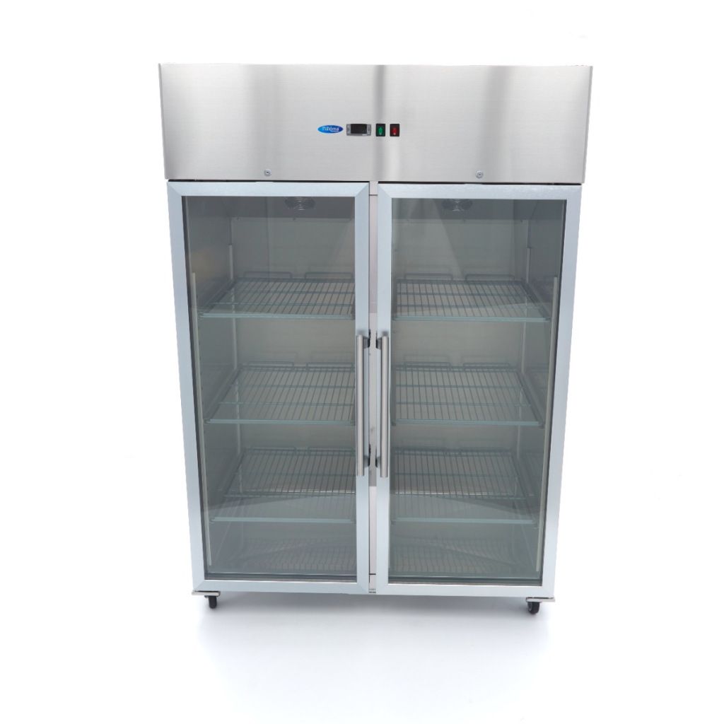 Maxima Frigorifero - 1200 L - 6 ripiani regolabili (2/1 GN) - Acciaio inox - con porta in vetro