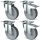 Diamond set of 4 stainless steel swivel casters, 2 of which have brakes