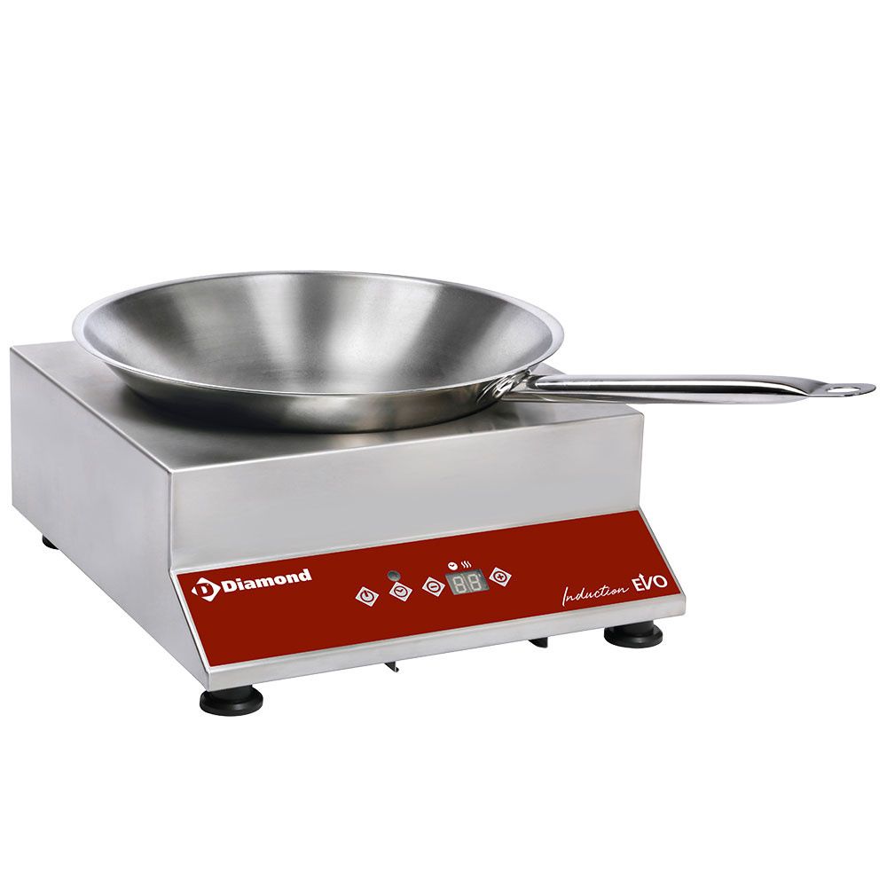 Diamond Induktionskochfeld &bdquo;Wok&ldquo; + Wokpfanne, 3000 Watt, kapazitive Steuerung