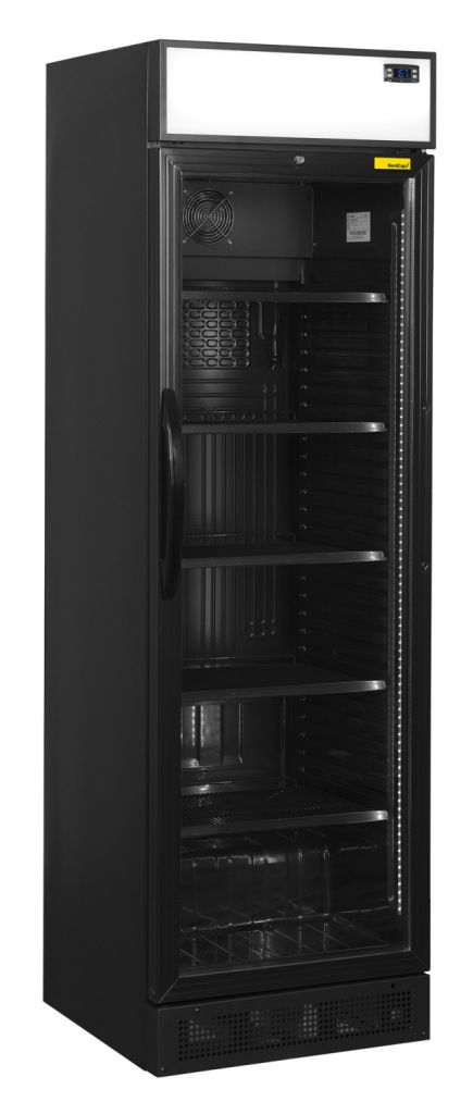 NordCap Refrigerador con puerta de cristal KU 385 G-CP II NEGRO