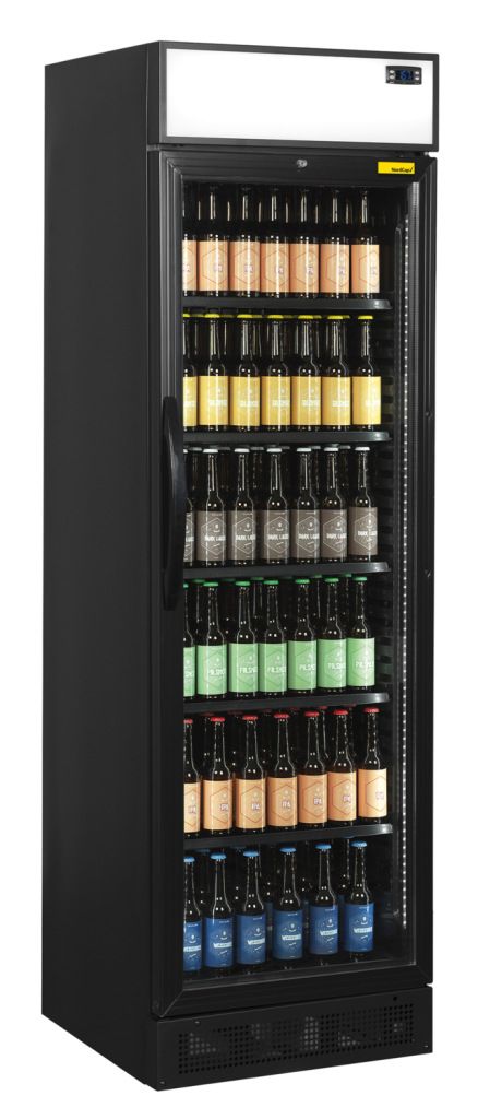 NordCap Refrigerador con puerta de cristal KU 385 G-CP II NEGRO