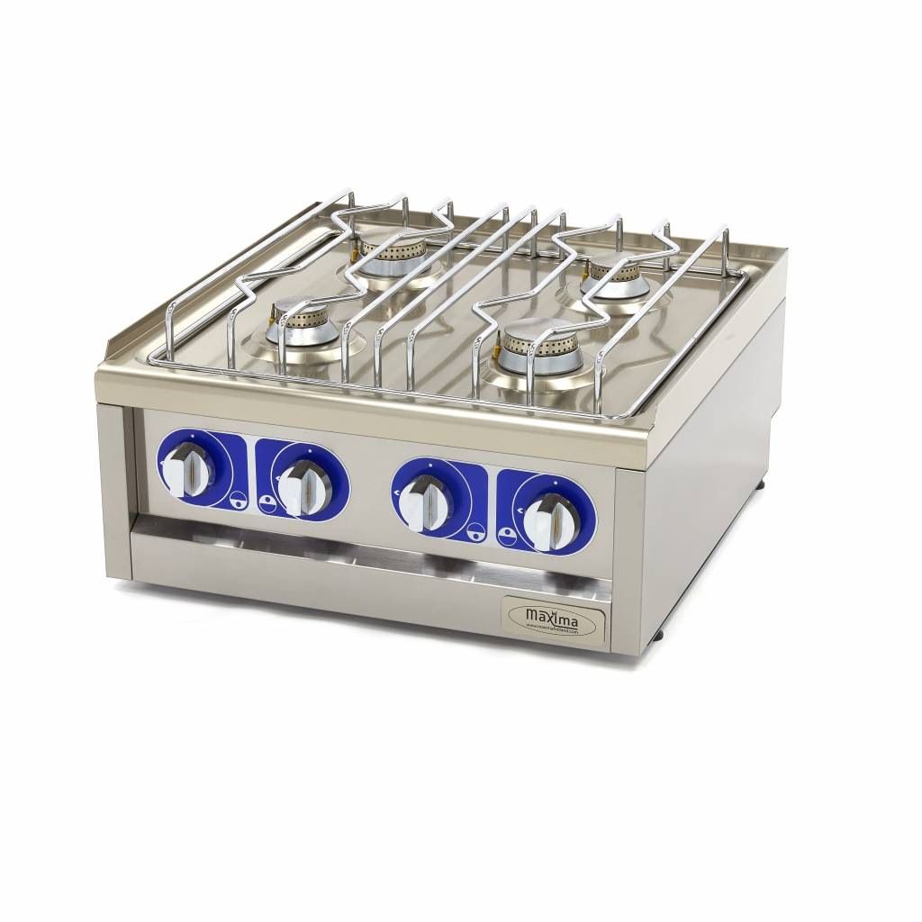 Maxima Kookplaat Horeca - 4 Pitten - Dubbel - 60 cm Diep - Gas