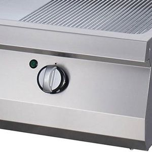 Maxima Heavy Duty Grill Plate - Half Grooved - Double - 70 cm Deep - Electric