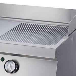 Maxima Heavy Duty Grill Plate - Half Grooved - Double - 70 cm Deep - Electric