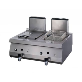 Maxima Fritadeira el&eacute;trica de alta capacidade - 2 x 12 L - Dupla - 70 cm de profundidade - com torneira - a g&aacute;s