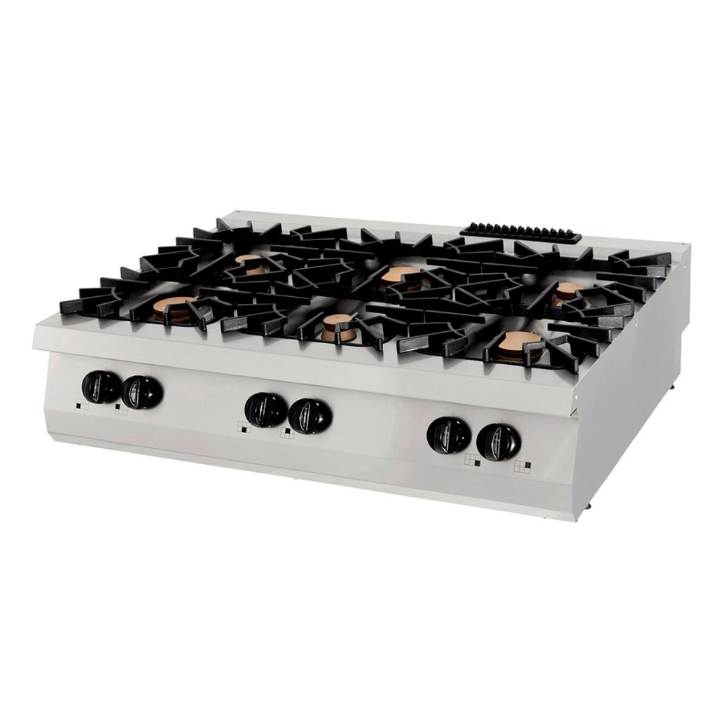 Maxima Premium Kookplaat - 6 Pitten - Driedubbel - 90 cm Diep - Gas