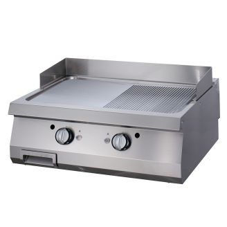 Maxima Premium Grillplatte - Halbgerillt Chrom - Doppelt - 90 cm tief - Gas