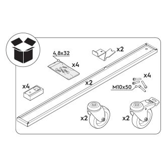 NordCap Ensemble de roulettes pivotantes (4 roues, dont 2 avec freins)