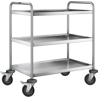 Stainless steel serving trolley - 3 blades, with bumpers, SW 8x5-3
