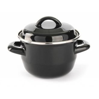 Hendi Suppensoßenpfanne schwarz Ø135x (H) 60 mm | Emaillierte 0,6 Liter