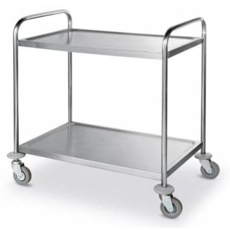 Hendi serving trolley - 2 trays - stainless steel