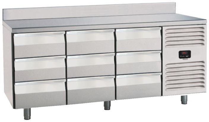 Balc&atilde;o refrigerado Roeder, 9 gavetas, perfil bloco, PLUX3T9A