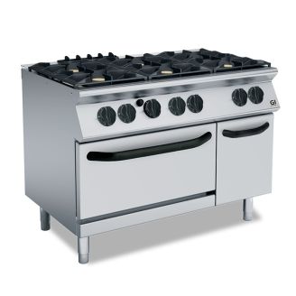 Gastro-Inox 700 HP gasspis 6 br&auml;nnare och GN2 / 1 gasugn, 120 cm
