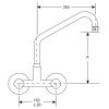Gastro-Inox Hochleistungs-Duoblock-Hochwandmodell 25 (&Oslash;) mm Mischbatterie 250 mm