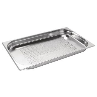 3L Vogue Stainless Steel Perforated 1/1 Gastronorm Pan with Overhanging Rim 